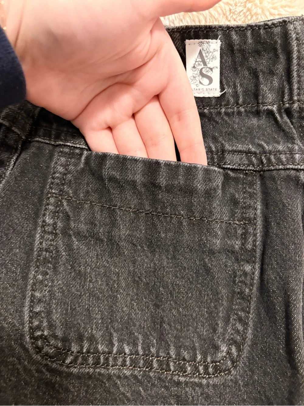 Altar'd State Black Denim Wrap Skort with Tie